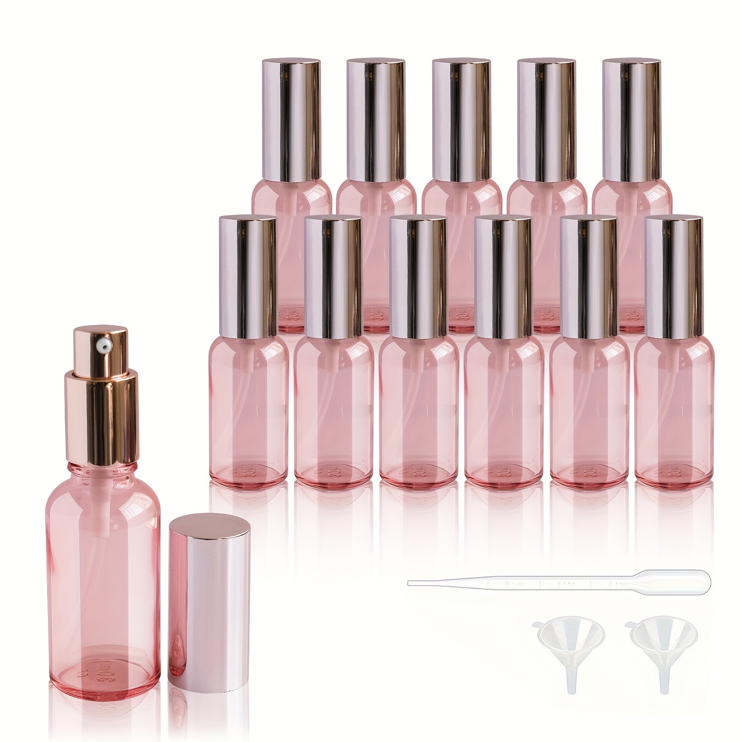 Misting Bottle Fine - 1 個 10-100 ミリリットルピンクスプレーボトルファインミスト香水アトマイザー噴霧器蓋詰め替え黒ガラス空ボトル