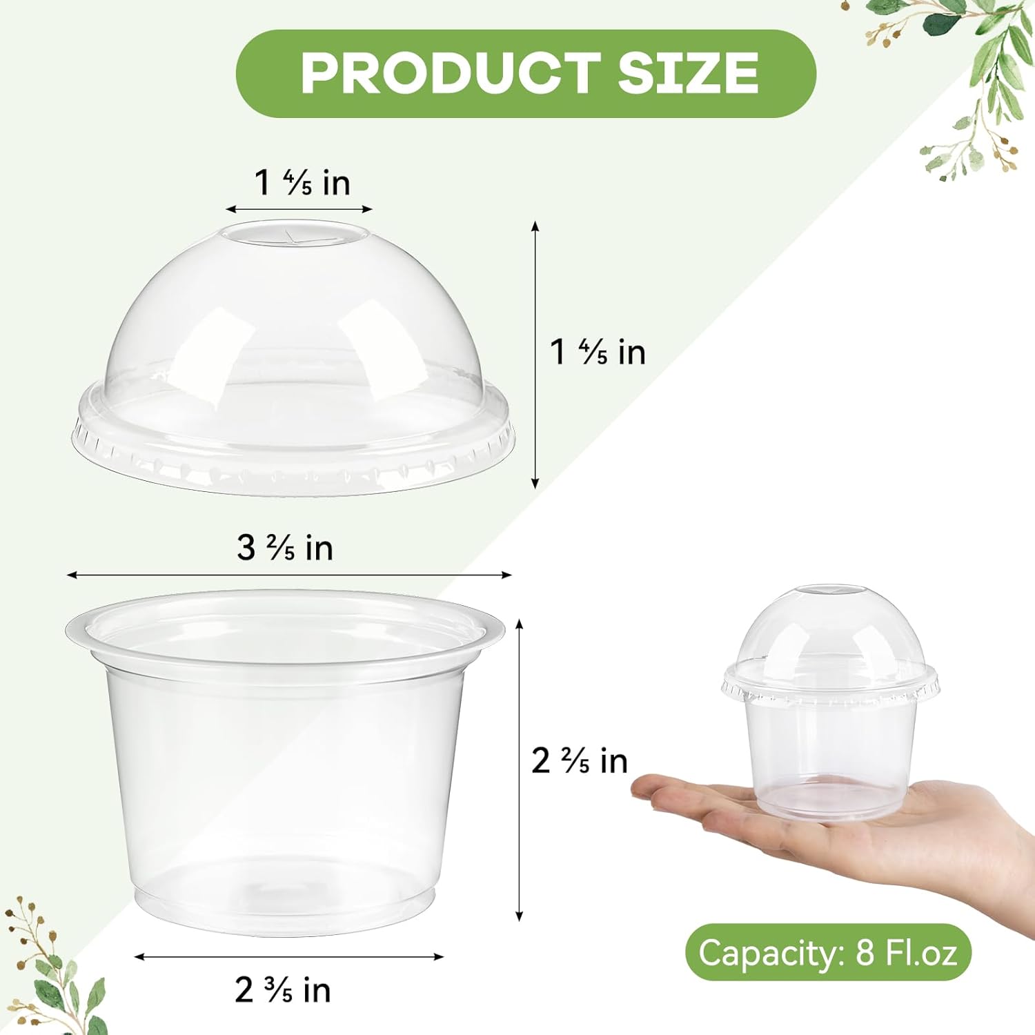 8オンスの使い捨てプラスチックカップ。ドーム型の蓋付き。透明 - Plastic Dome Clear のレビューと価格