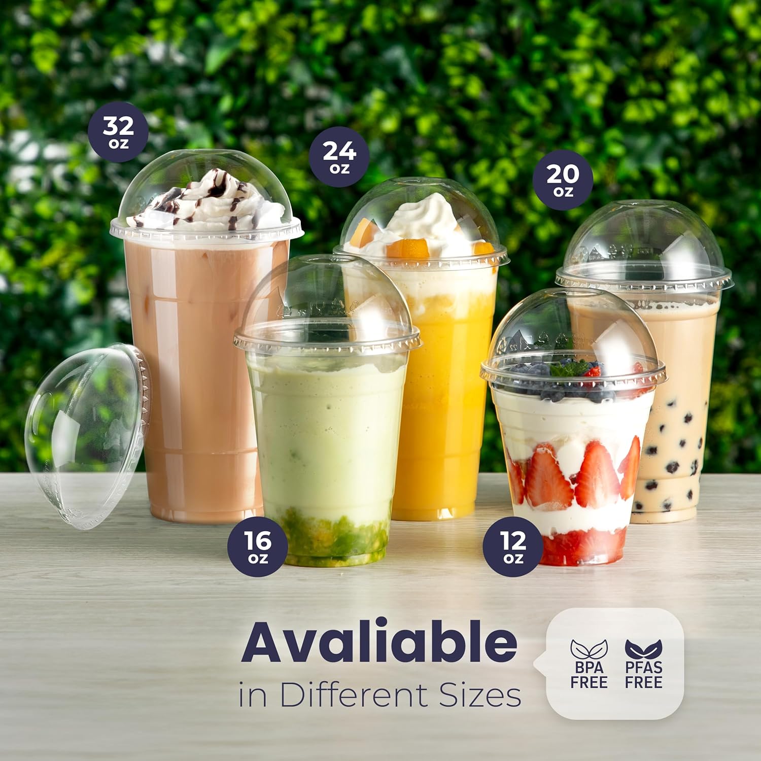 ドーム蓋付き透明プラスチックカップ 使い捨てプラスチック製パ - Plastic Dome Clear のレビューと価格